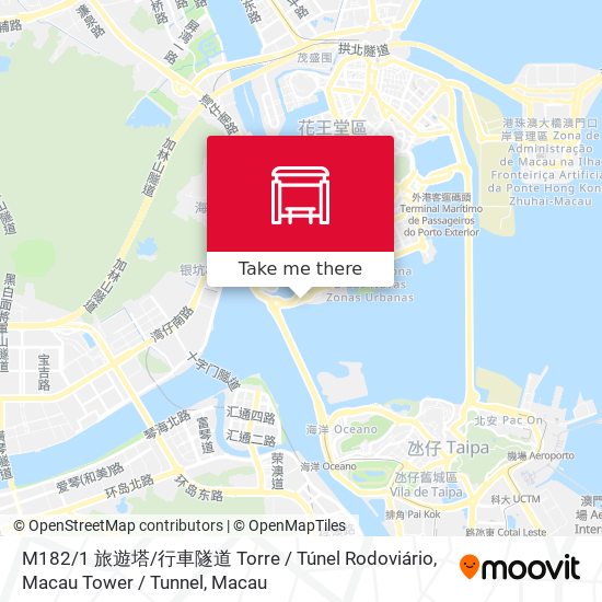 M182 / 1 旅遊塔 / 行車隧道 Torre / Túnel Rodoviário, Macau Tower / Tunnel map