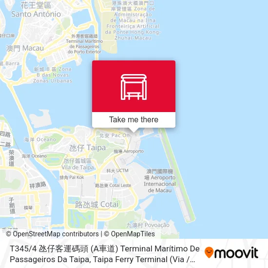 T345 / 4 氹仔客運碼頭 (A車道) Terminal Marítimo De Passageiros Da Taipa, Taipa Ferry Terminal (Via / Lane A)地圖