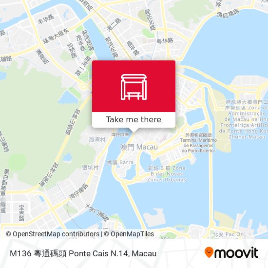 M136 粵通碼頭 Ponte Cais N.14 map