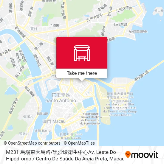M231 馬場東大馬路 / 黑沙環衛生中心Av. Leste Do Hipódromo / Centro De Saúde Da Areia Preta地圖