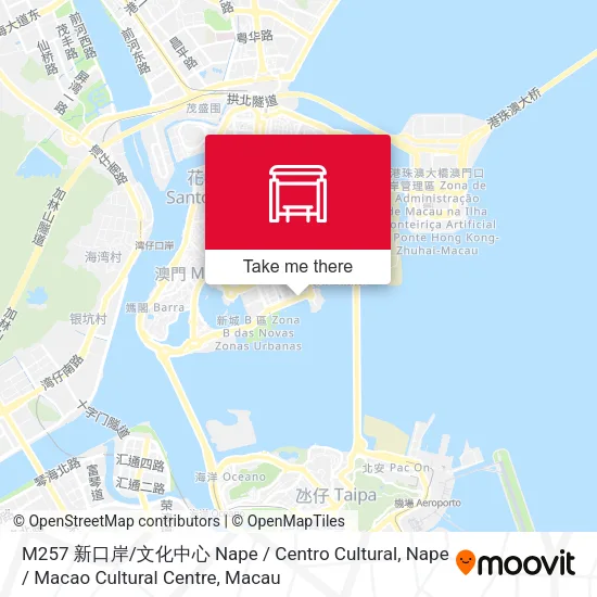 M257 新口岸 / 文化中心 Nape / Centro  Cultural, Nape / Macao Cultural Centre map