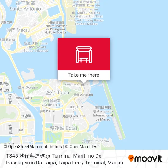 T345 氹仔客運碼頭 Terminal Marítimo De Passageiros Da Taipa, Taipa Ferry Terminal地圖