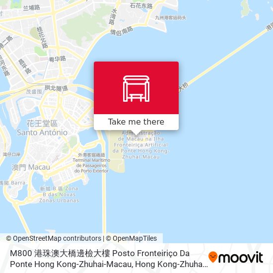 M800 港珠澳大橋邊檢大樓 Posto Fronteiriço Da Ponte Hong Kong-Zhuhai-Macau, Hong Kong-Zhuhai-Macau Bridge Frontier Post map