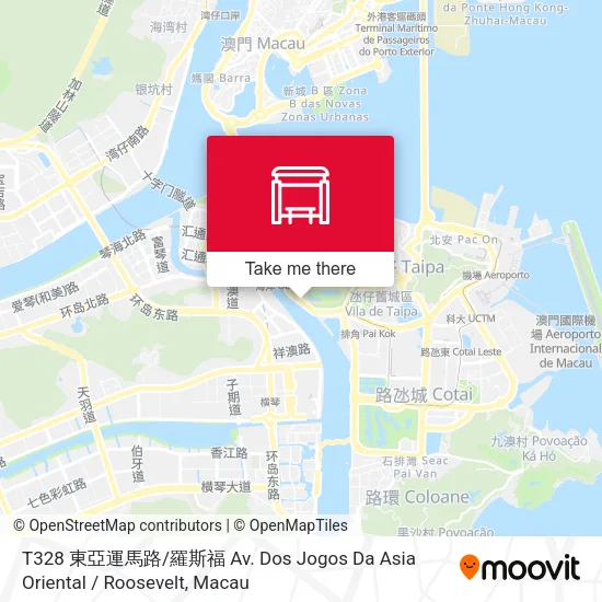 T328 東亞運馬路 / 羅斯福 Av. Dos Jogos Da Asia Oriental / Roosevelt地圖