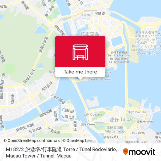 M182 / 2 旅遊塔 / 行車隧道 Torre / Túnel Rodoviário, Macau Tower / Tunnel map
