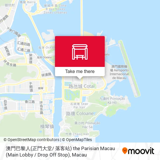 澳門巴黎人(正門大堂/ 落客站) the Parisian Macau (Main Lobby / Drop Off Stop)地圖