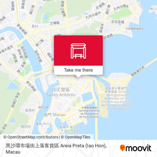 黑沙環市場街上落客貨區 Areia Preta (Iao Hon) map