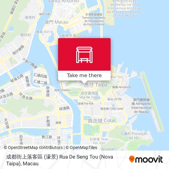 成都街上落客區 (濠景) Rua De Seng Tou (Nova Taipa) map