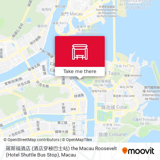 羅斯福酒店 (酒店穿梭巴士站) the Macau Roosevelt (Hotel Shuttle Bus Stop) map