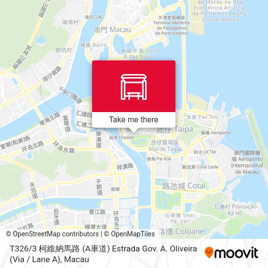 T326 / 3 柯維納馬路 (A車道) Estrada Gov. A. Oliveira (Via / Lane A)地圖