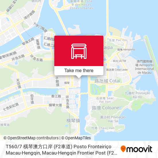 T560 / 1 橫琴澳方口岸 (A車道) Posto Fronteiriço Macau-Hengqin, Macau-Hengqin Frontier Post (A Via / Lane) map