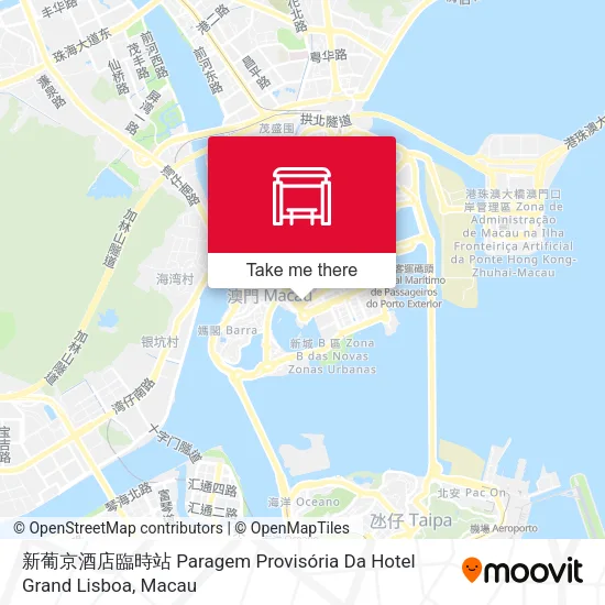 新葡京酒店臨時站 Paragem Provisória Da Hotel Grand Lisboa map