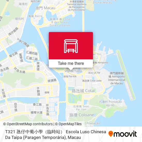 T321 氹仔中葡小學（臨時站） Escola Luso Chinesa Da Taipa (Paragen Temporária)地圖