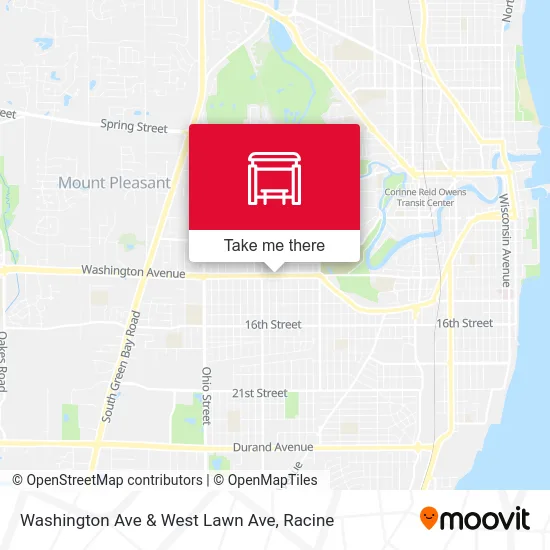 Washington Ave & West Lawn Ave map