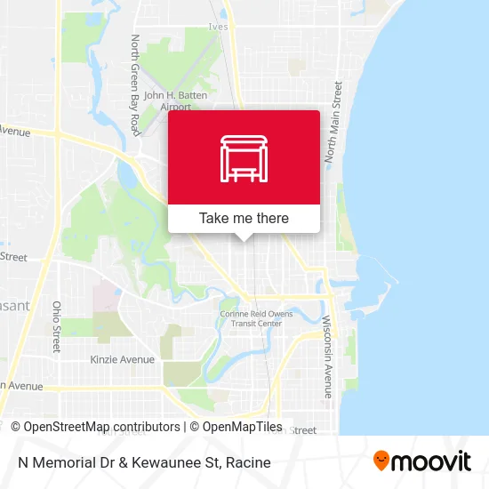 N Memorial Dr & Kewaunee St map