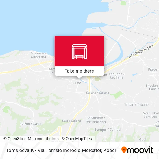 Tomšičeva K - Via Tomšič Incrocio Mercator map