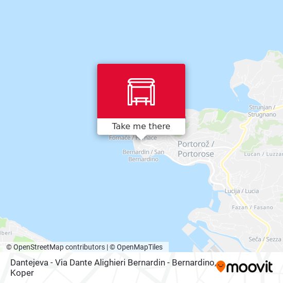 Dantejeva - Via Dante Alighieri  Bernardin - Bernardino map