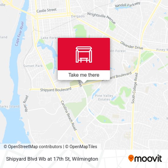 Shipyard Blvd Wb at 17th St map