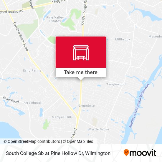 South College Sb at Pine Hollow Dr map