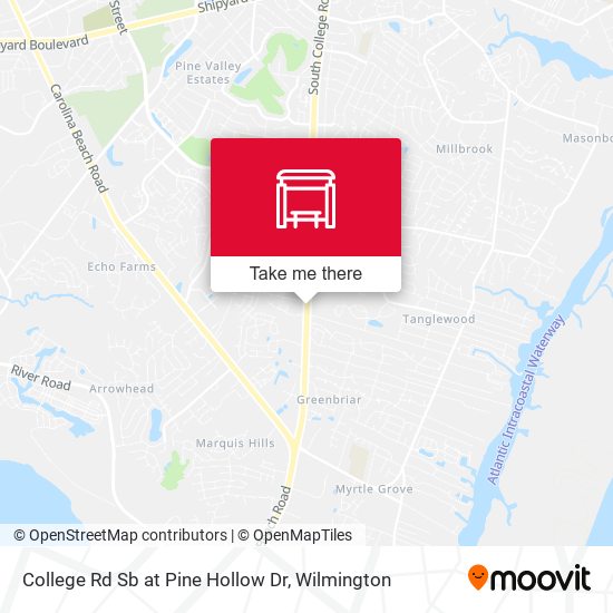 South College Sb at Pine Hollow Dr map