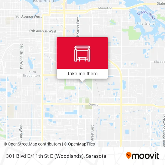 301 Blvd E / 11th St E (Woodlands) map