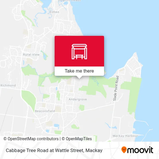 Mapa Cabbage Tree Road at Wattle Street