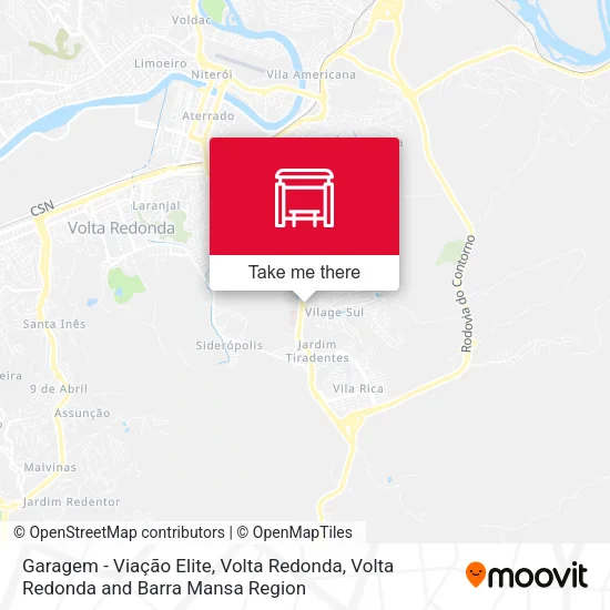 Mapa Garagem - Viação Elite, Volta Redonda