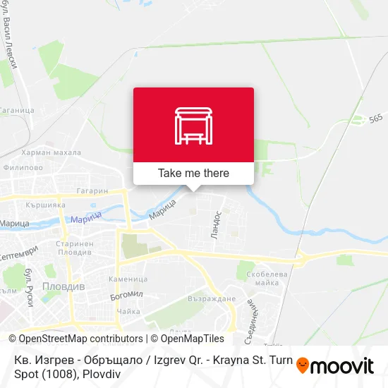 Карта Кв. Изгрев - Обръщало / Izgrev Qr. - Krayna St. Turn Spot (1008)