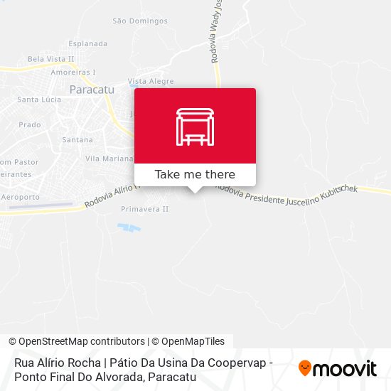 Rua Alírio Rocha | Pátio Da Usina Da Coopervap - Ponto Final Do Alvorada map