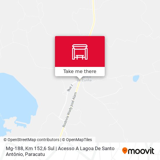 Mapa Mg-188, Km 152,6 Sul | Acesso A Lagoa De Santo Antônio