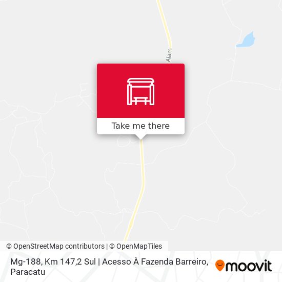 Mapa Mg-188, Km 147,2 Sul | Acesso À Fazenda Barreiro