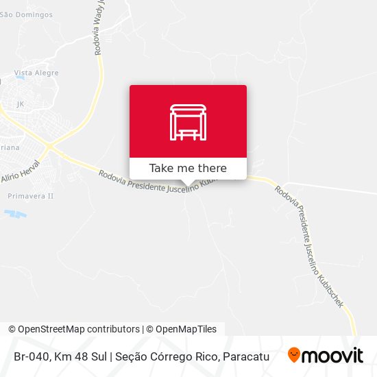 Mapa Br-040, Km 48 Sul | Seção Córrego Rico