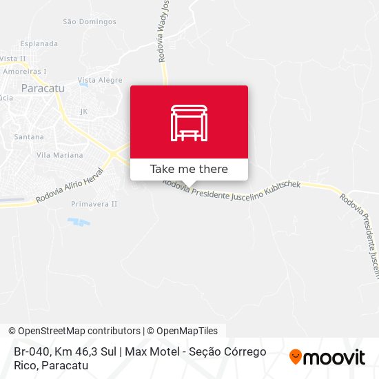 Mapa Br-040, Km 46,3 Sul | Max Motel - Seção Córrego Rico