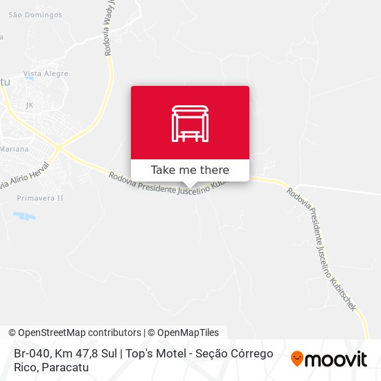 Mapa Br-040, Km 47,8 Sul | Top's Motel - Seção Córrego Rico