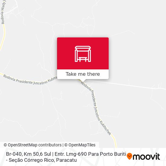 Mapa Br-040, Km 50,6 Sul | Entr. Lmg-690 Para Porto Buriti - Seção Córrego Rico