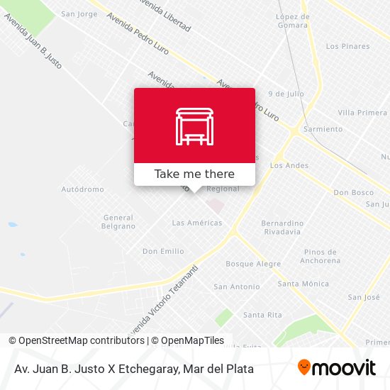 Mapa de Av. Juan B. Justo X Etchegaray