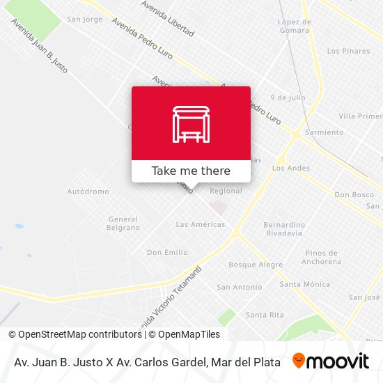Av. Juan B. Justo X Av. Carlos Gardel map