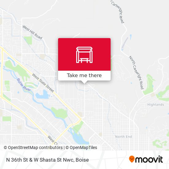 N 36th St & W Shasta St Nwc map