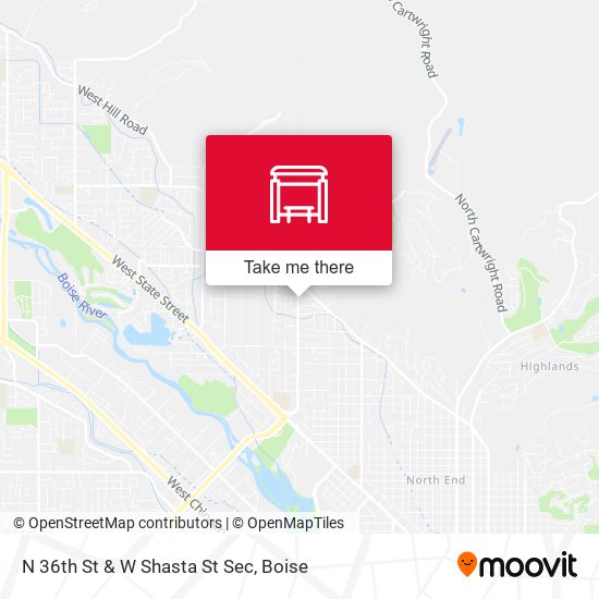 N 36th St & W Shasta St Sec map
