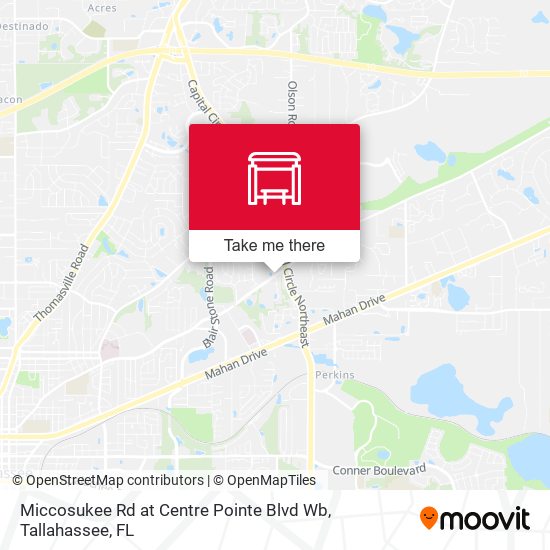 Miccosukee Rd at Centre Pointe Blvd Wb map