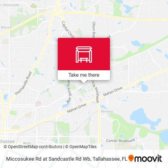 Miccosukee Rd at Sandcastle Rd Wb map