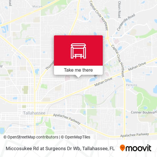 Miccosukee Rd at Surgeons Dr Wb map