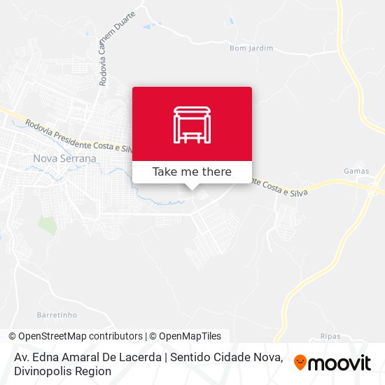 Av. Edna Amaral De Lacerda | Sentido Cidade Nova map
