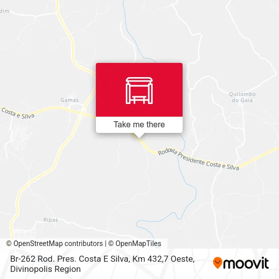 Br-262 Rod. Pres. Costa E Silva, Km 432,7 Oeste map