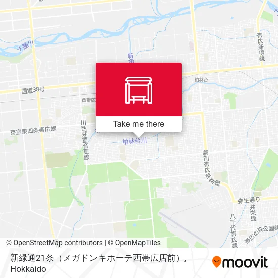 新緑通21条（メガドンキホーテ西帯広店前） map