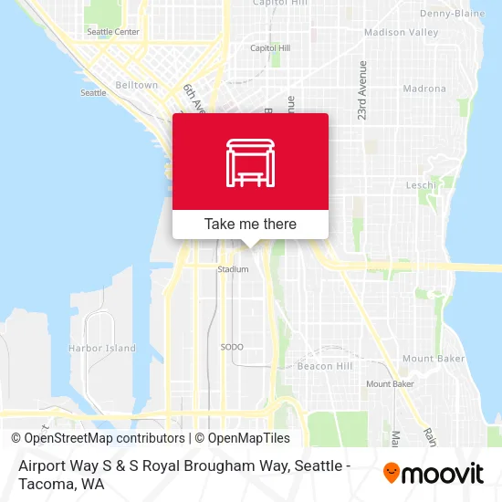 Airport Way S & S Royal Brougham Way map