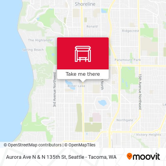 Aurora Ave N & N 135th St map