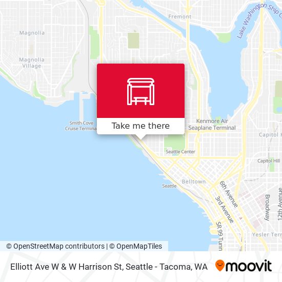 Elliott Ave W & W Harrison St map