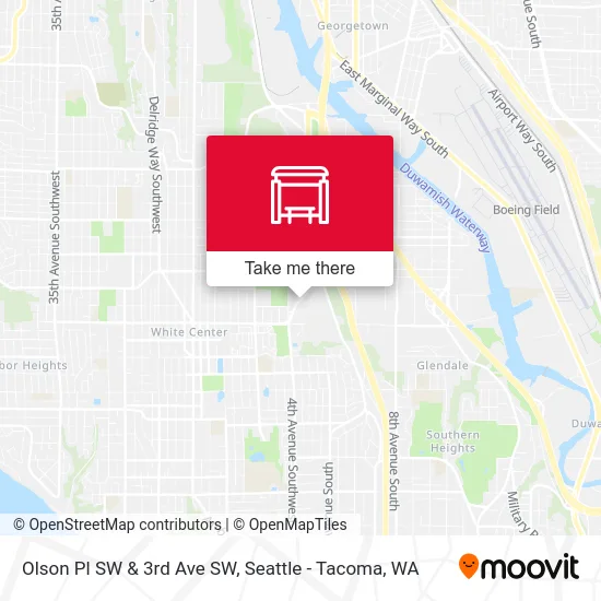 Olson Pl SW & 3rd Ave SW map