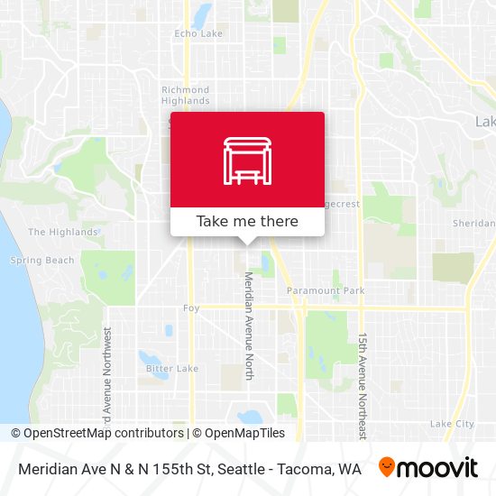 Meridian Ave N & N 155th St map